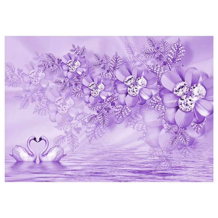 Fototapete Violett Blumen Ornament M3632 - Bild 2