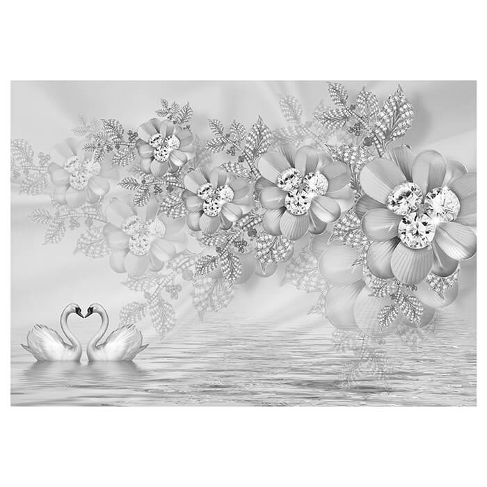Fototapete Grau Blumen Ornament M3635 - Bild 2