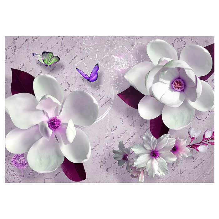 Fototapete violett Blumen Schmetterling M3707 - Bild 2