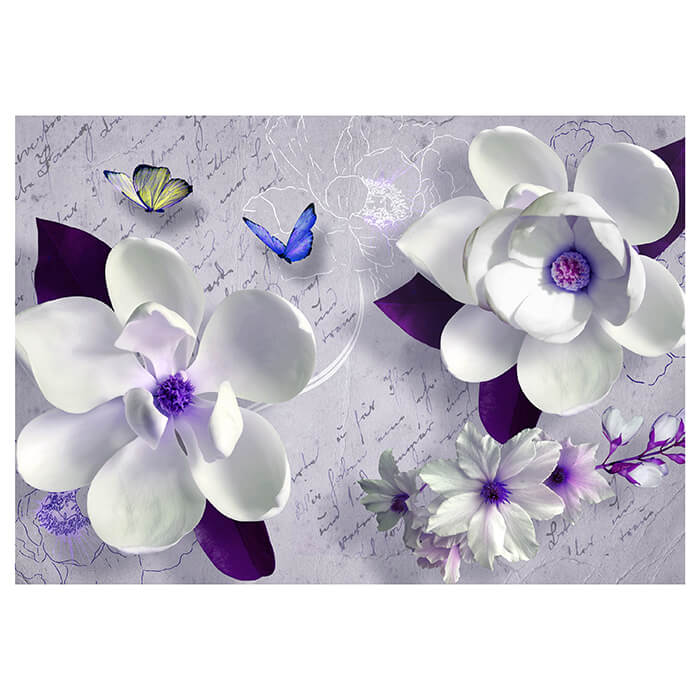 M3708 Lila Schmetterling Fototapete Blumen