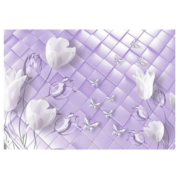 Fototapete Tulpen Weiß violett M3721 - Bild 2