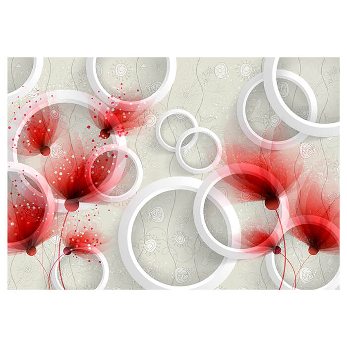 Fototapete 3D Kreise Rot Blumen Ornamente M4385 - Bild 2