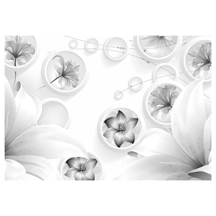 Fototapete Grau Blumen 3D Kreise Abstrakt Ornamente M4408 - Bild 2