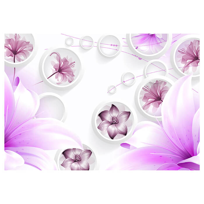 Fototapete violett Blumen 3D Kreise Abstrakt M4410 - Bild 2