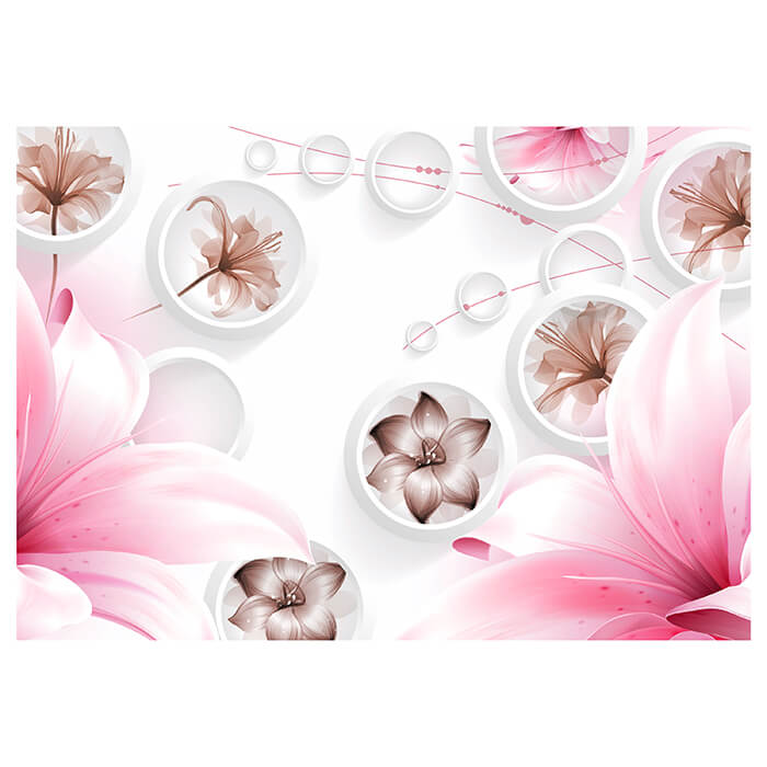 Fototapete rosa Blumen 3D Kreise Abstrakt Ornamente M4411 - Bild 2