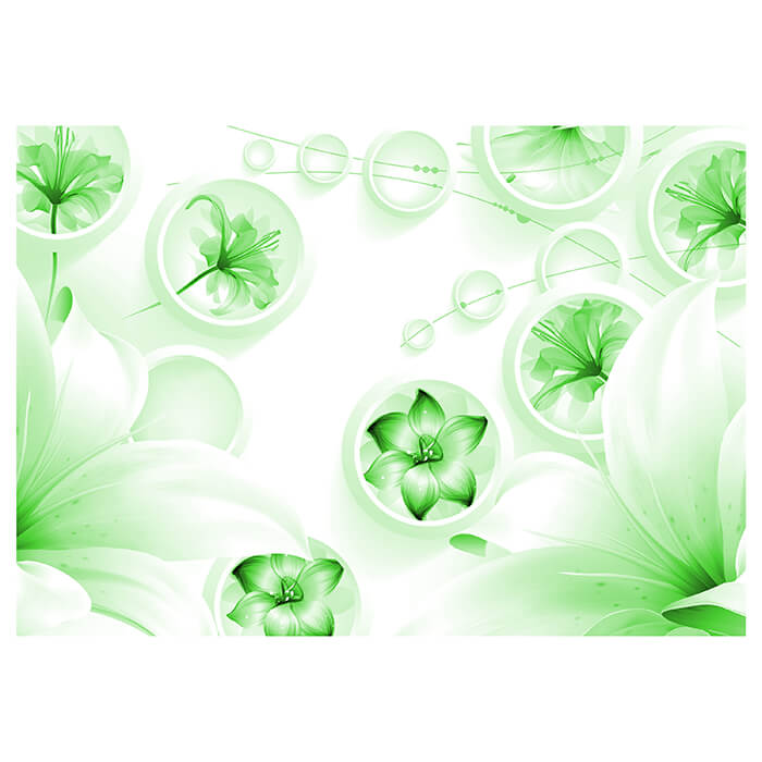 Fototapete grün 3D Kreise Abstrakt Ornamente Blumen M4413 - Bild 2