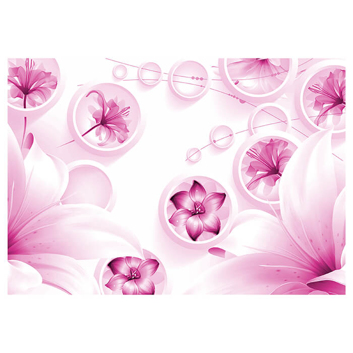 Fototapete rosa 3D Kreise Abstrakt Ornamente Blumen M4418 - Bild 2