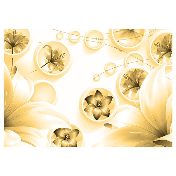 Fototapete gelb 3D Kreise Abstrakt Ornamente Blumen M4419 - Bild 2