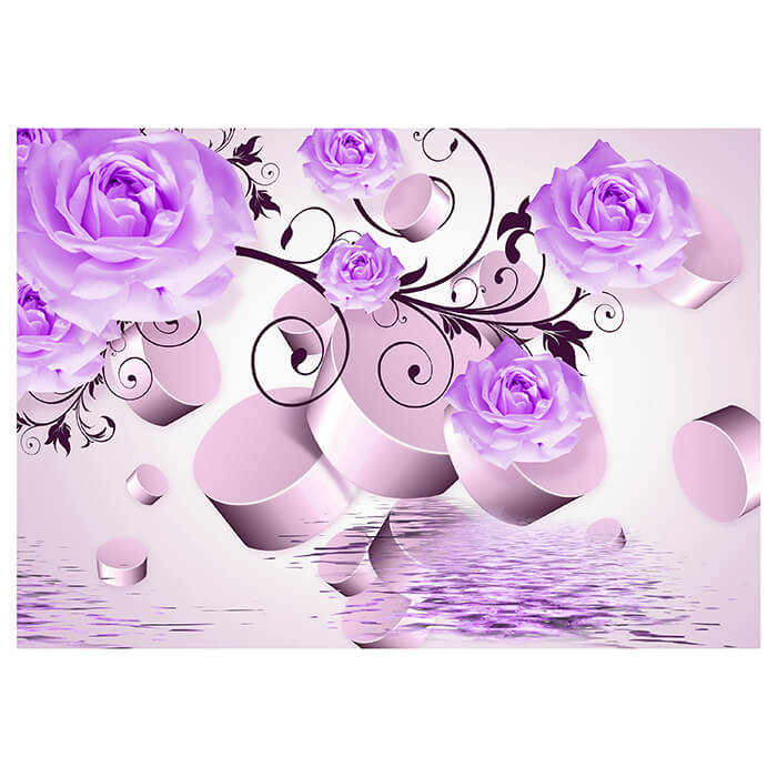Fototapete Violett Rose Zylinder Wasser Dekor Zweig M4426 - Bild 2