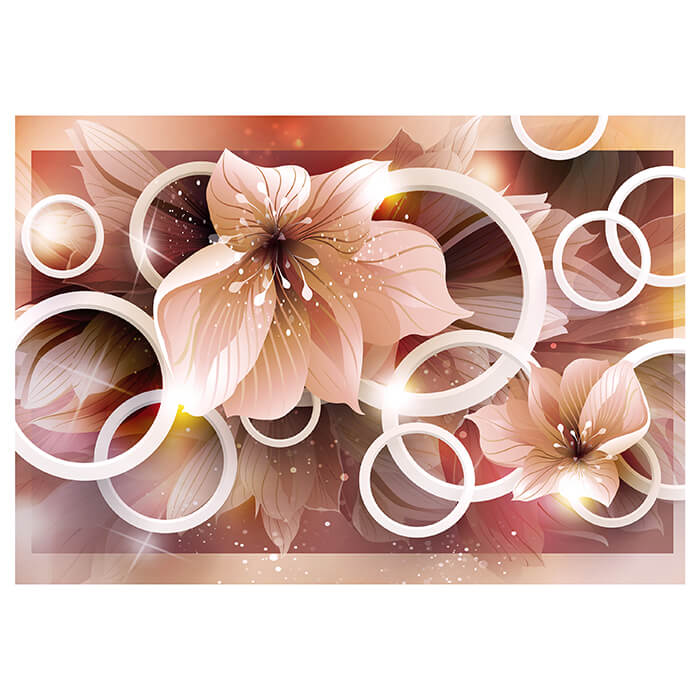 Fototapete Blumen 3D Kreise Blättern Glitzern M4429 - Bild 2