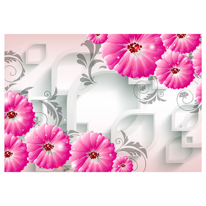 Fototapete Rosa Blumen Ornamenten 3D Formen M4509 - Bild 2