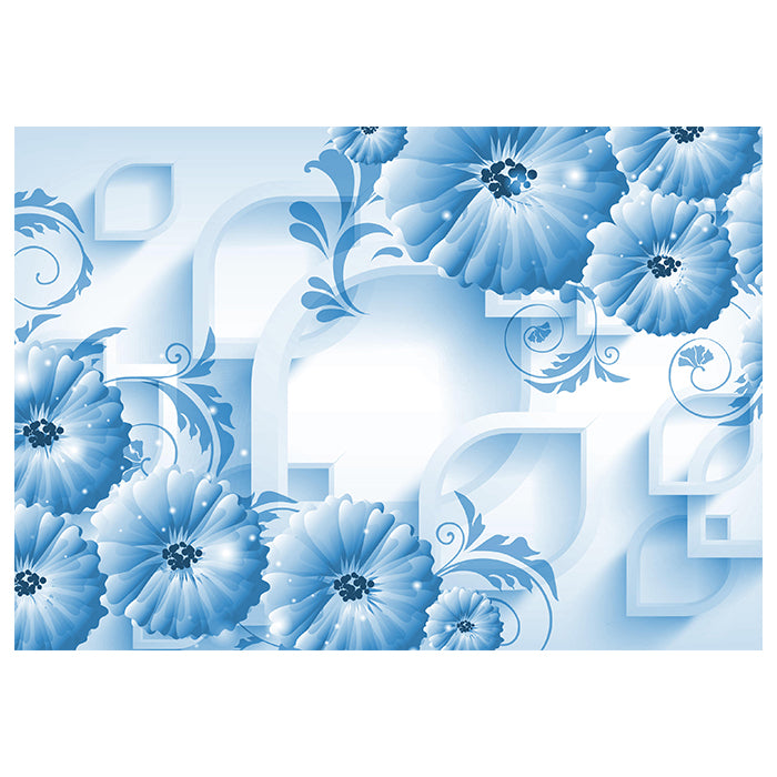 Fototapete Blau Ornamenten 3D Formen Blumen M4519 - Bild 2