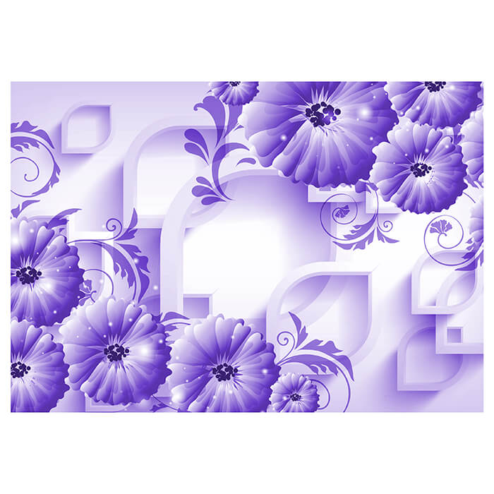 Fototapete Lila Ornamenten 3D Formen Blumen M4520 - Bild 2