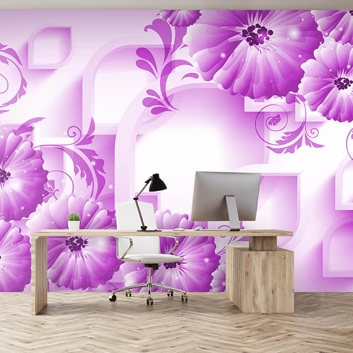 Fototapete Violett Ornamenten 3D Formen Blumen M4521 - Bild 1
