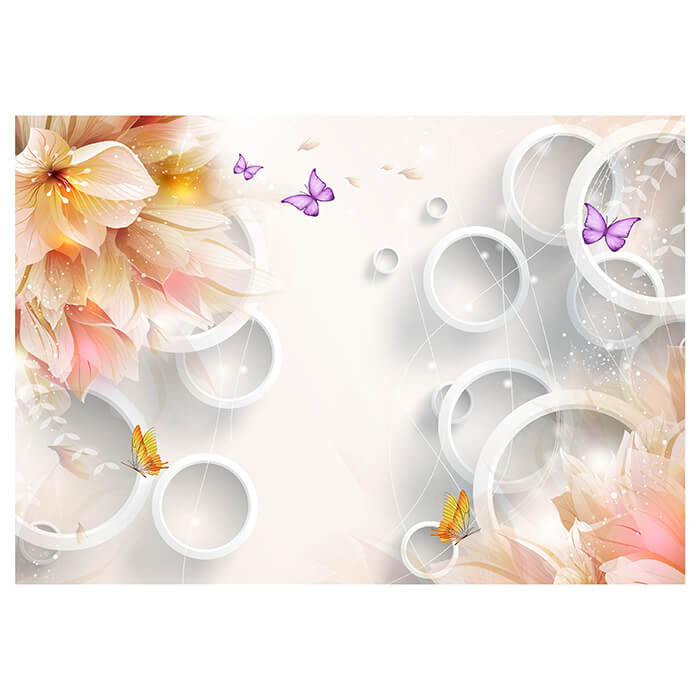 Fototapete Blume Glanz Schmetterlinge 3D Kreise M4599 - Bild 2