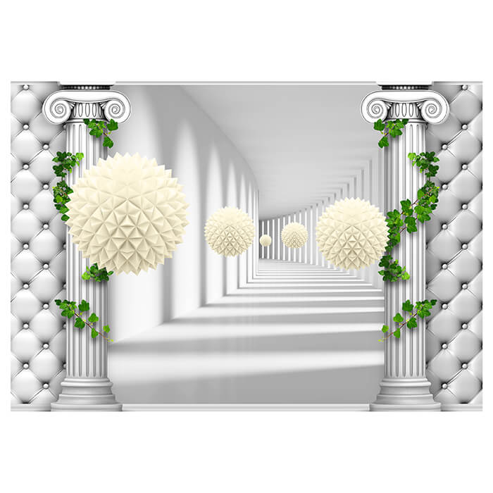 Fototapete Korridor Säulen Polsterwand 3D Kugeln M4625 - Bild 2