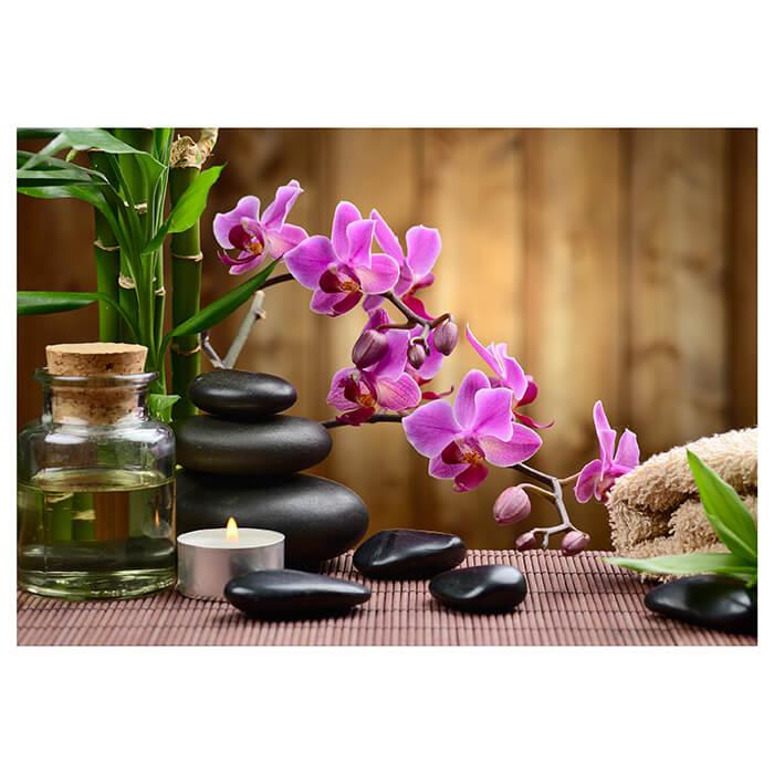 spa bamboo Wall stones orchids discover oil pink M4816 mural