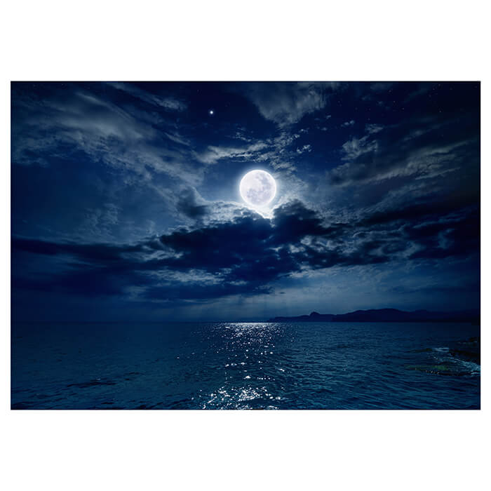 Fototapete Nächtlichter Himmel Vollmond Meer Sterne M4866 - Bild 2