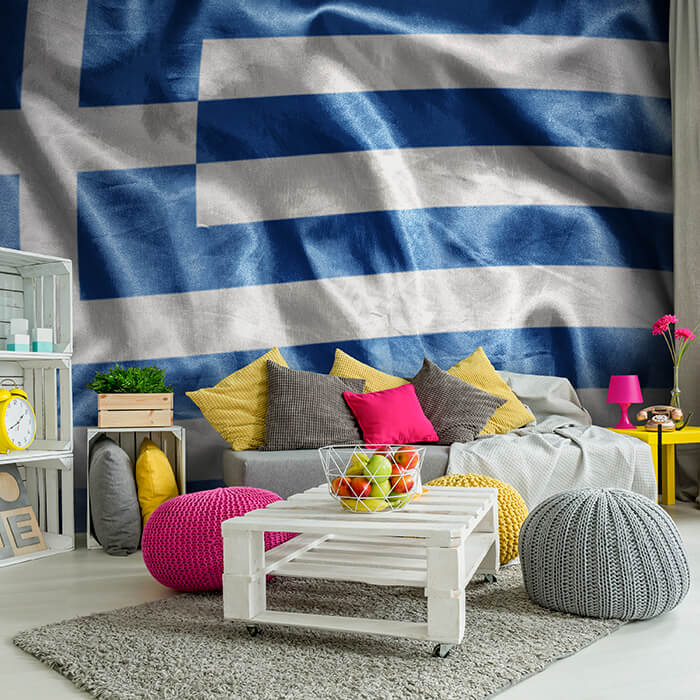 Fototapete Wehende Griechische Flagge M4917 - Bild 1