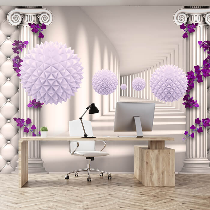 Fototapete Korridor Säulen violett Blättern lila M5162 - Bild 1