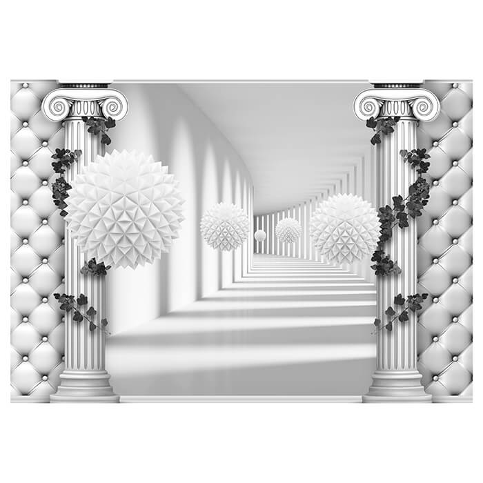 Fototapete grau Korridor Säulen Polsterwand M5169 - Bild 2
