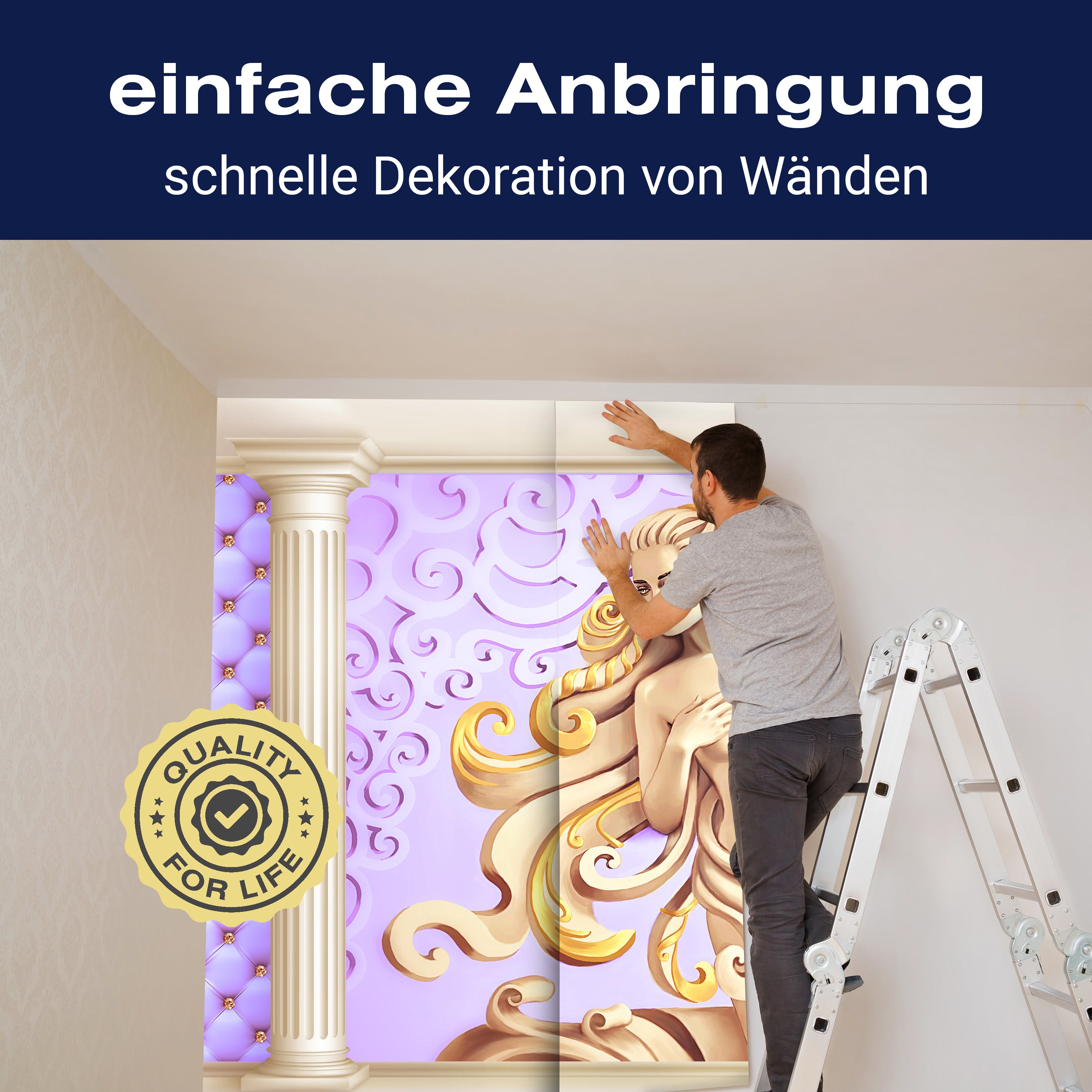 Fototapete Gelb Frau Säulen lila Edelsteine Wand M5189 - Bild 3