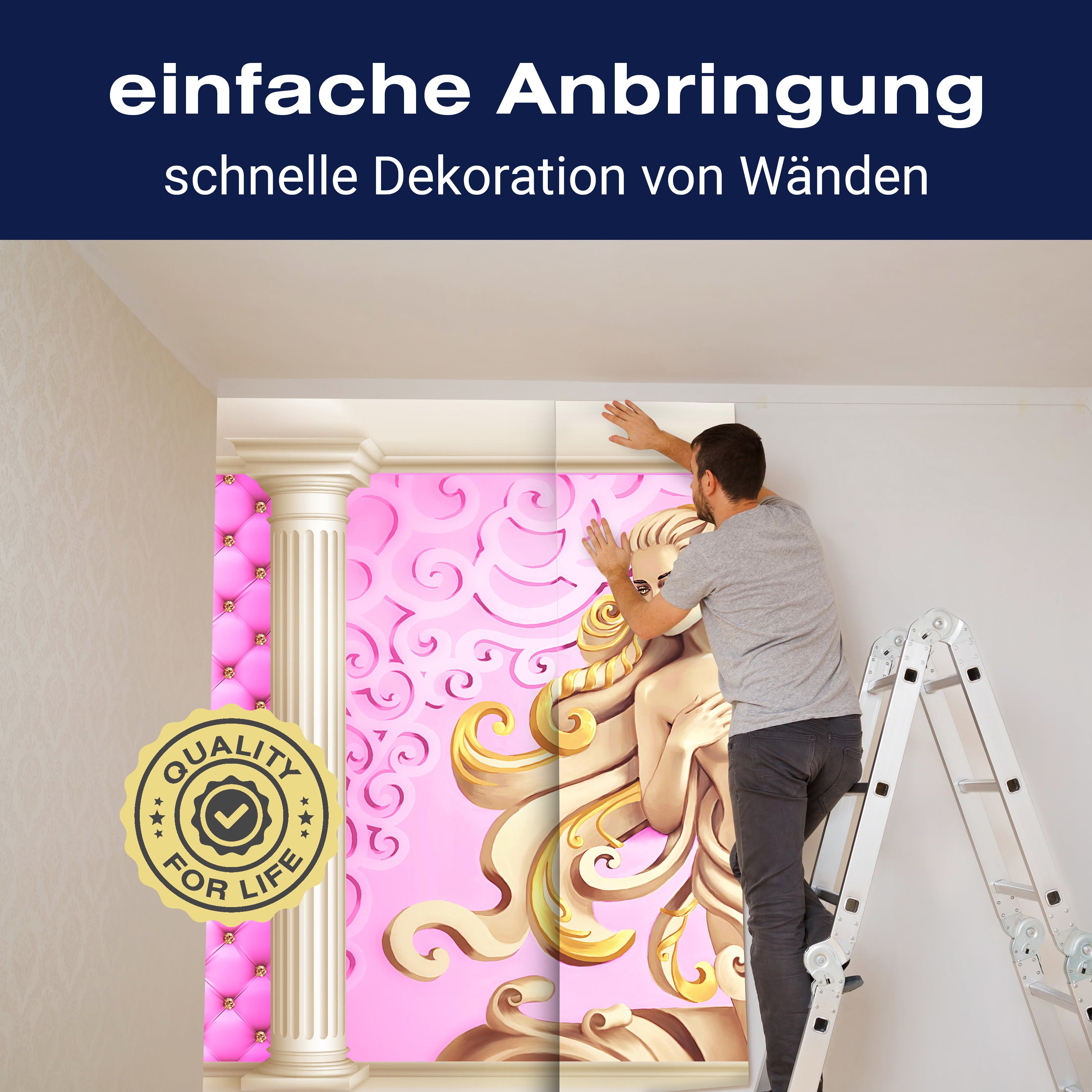 Fototapete Gelb Frau Säulen rosa Edelsteine Wand M5192 - Bild 3