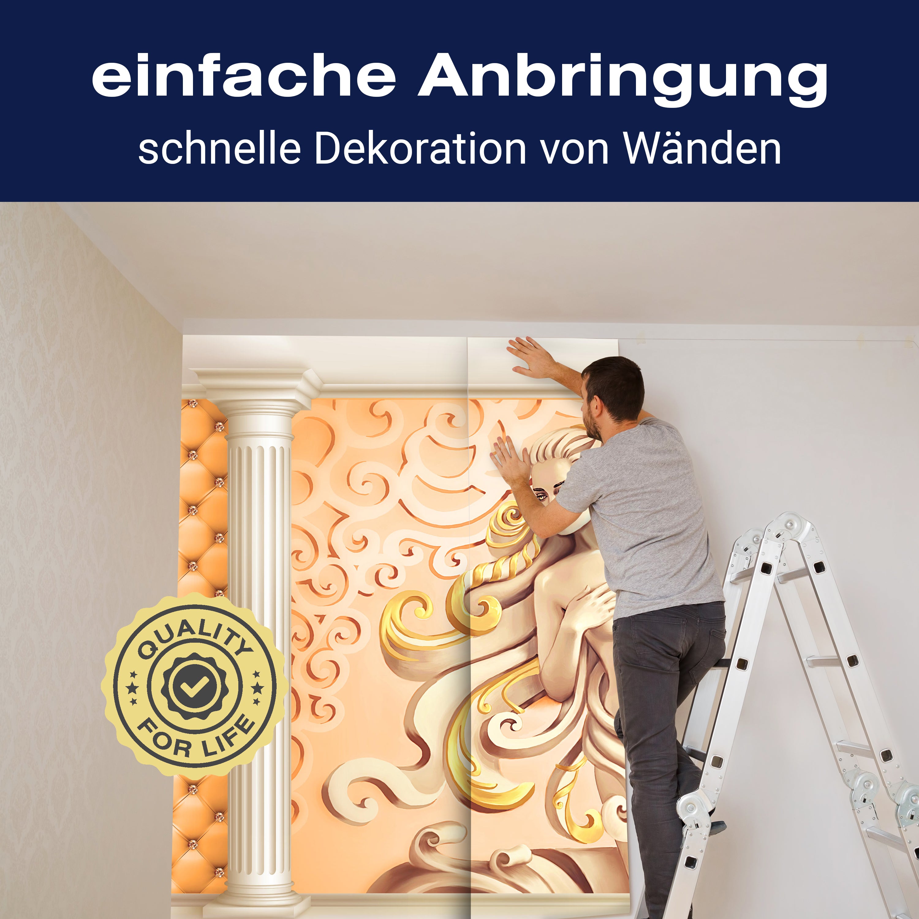 Fototapete Gelb Frau Säulen orange Edelsteine Wand M5193 - Bild 3