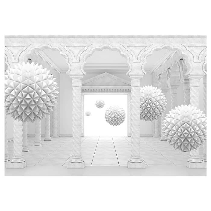 Fototapete grau 3D Kugeln Säulen Korridor Marmor M5197 - Bild 2