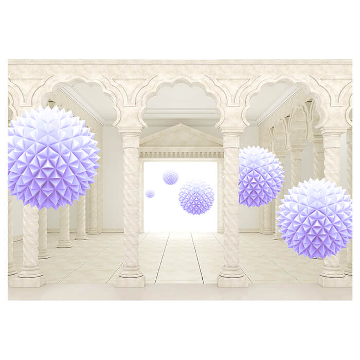 Fototapete Säulen Korridor Marmor lila 3D Kugeln M5199 - Bild 2