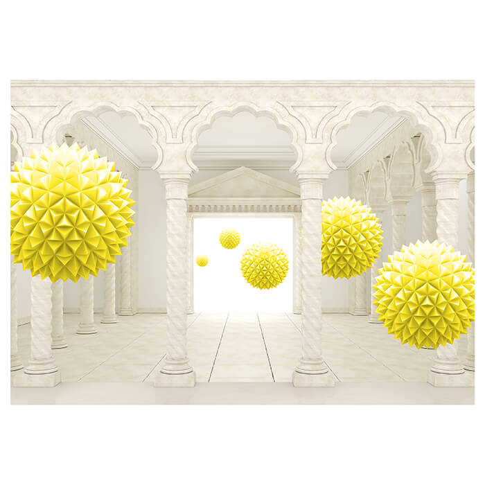 Fototapete Säulen Korridor Marmor gelb 3D Kugeln M5201 - Bild 2