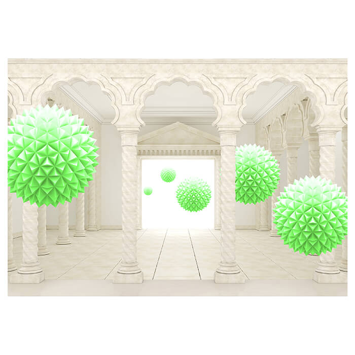 Fototapete Säulen Korridor Marmor grün 3D Kugeln M5202 - Bild 2