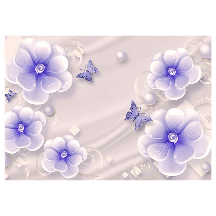 Fototapete Lila Blumen Schmetterlinge Seide Perlen M5228 - Bild 2