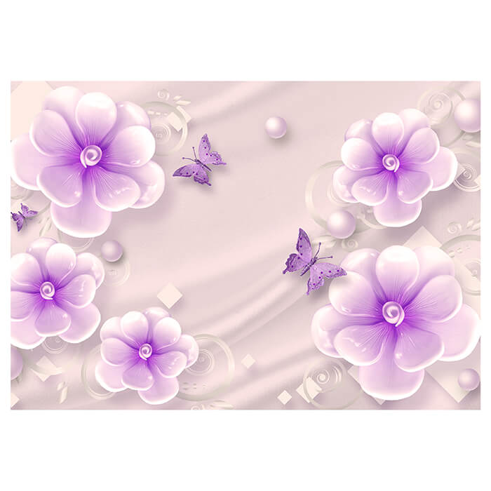 Fototapete Violett Blumen Schmetterlinge Seide M5229 - Bild 2
