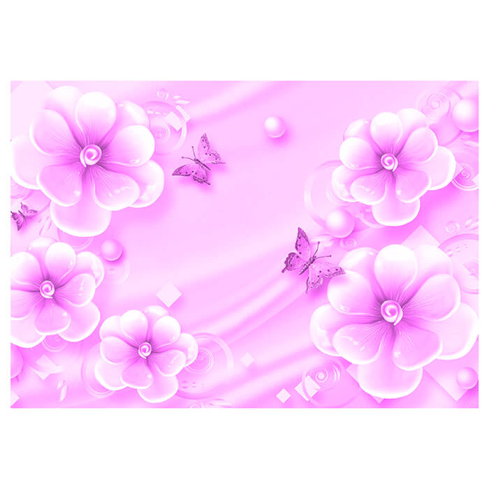 Fototapete Blumen Schmetterlinge Perlen rosa M5238 - Bild 2