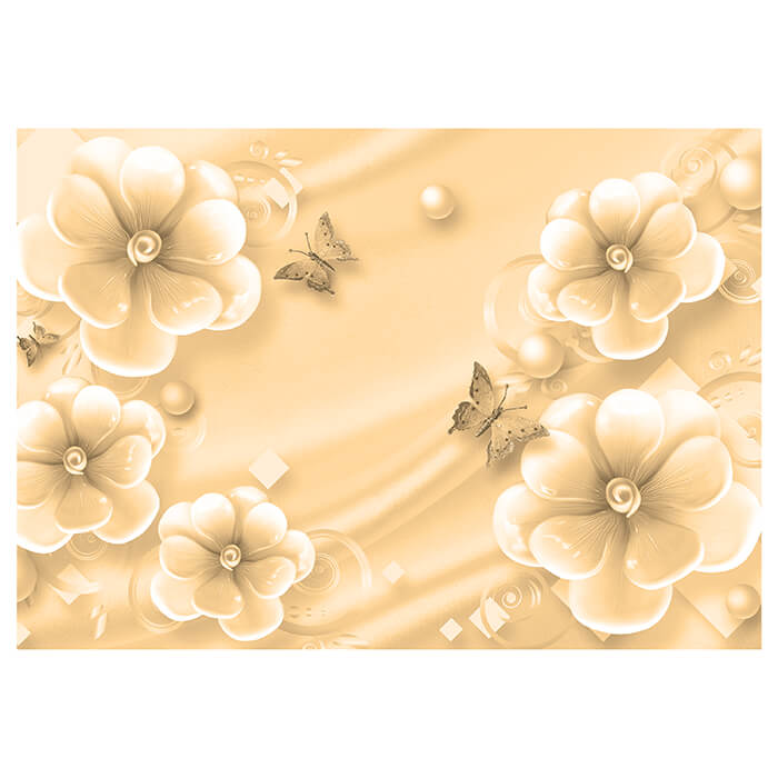 Fototapete Blumen Schmetterlinge Perlen sepia M5240 - Bild 2