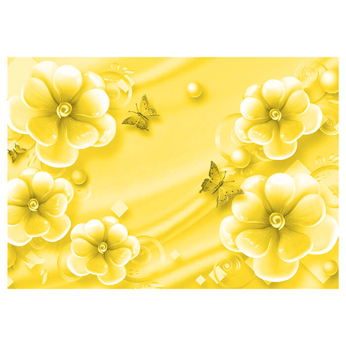 Fototapete Blumen Schmetterlinge Perlen gelb M5243 - Bild 2
