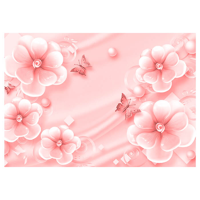 Fototapete Blumen Schmetterlinge Perlen rot M5244 - Bild 2