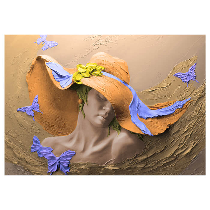 Fototapete Skulptur Frau lila Schmetterlinge M5268 - Bild 2