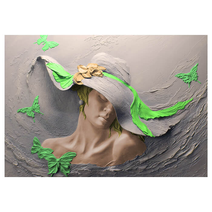 Fototapete Skulptur Frau grün Schmetterlinge Wand M5271 - Bild 2