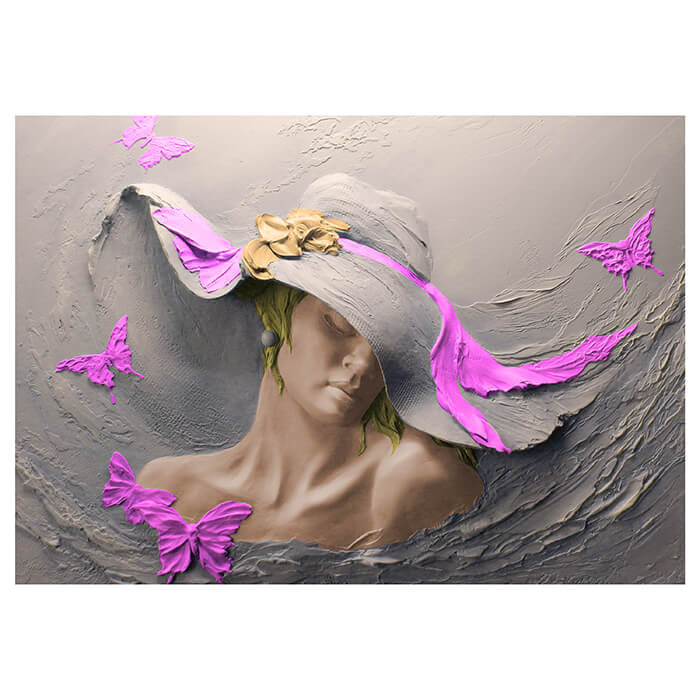Fototapete Skulptur Frau rosa Schmetterlinge Wand M5272 - Bild 2