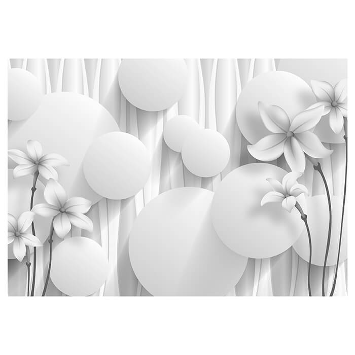 Fototapete Blumen 3D Kreise Effekt abstrakt grau M5343 - Bild 2