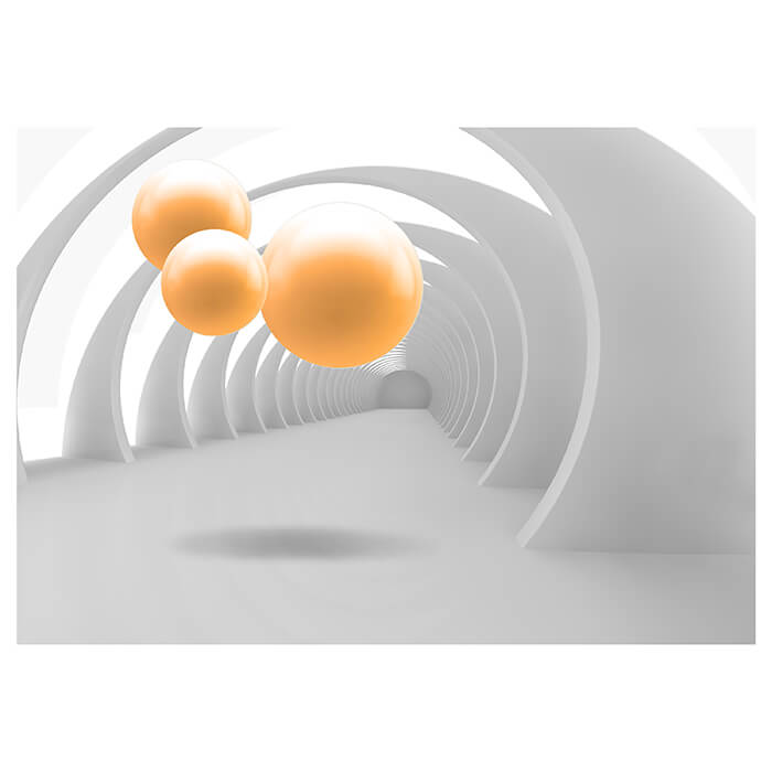 Fototapete weiss Korridor 3D orange Kugeln M5361 - Bild 2