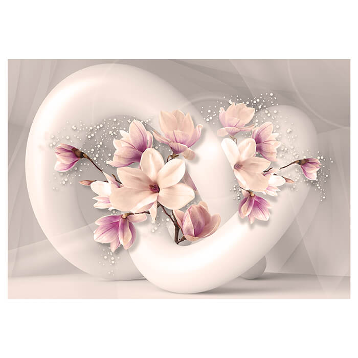 Fototapete 3D Form rosa Blumen kreis Raum weiss M5594 - Bild 2