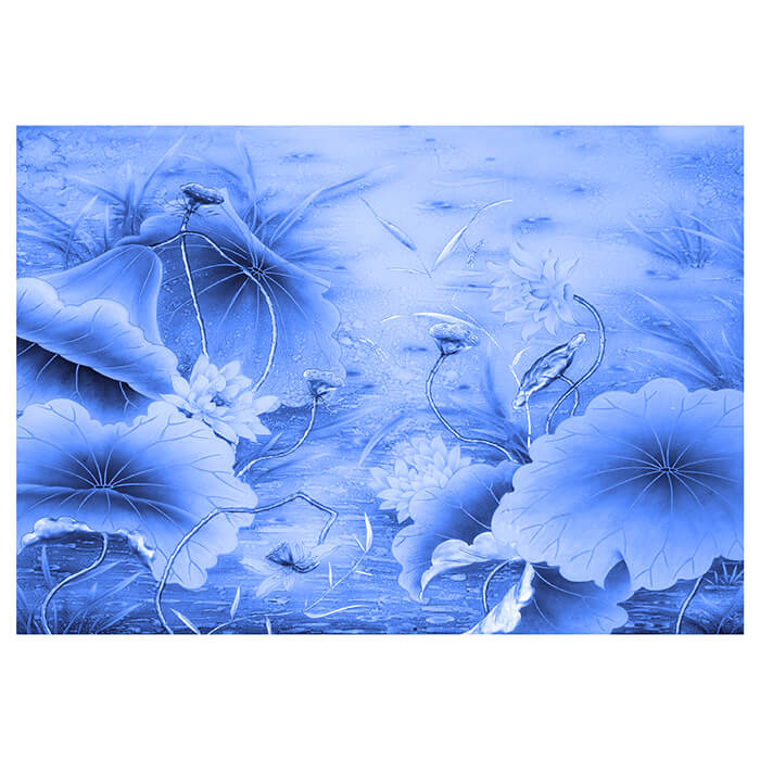 Fototapete blau Farbeffekt Blumen Holzblätter M5666 - Bild 2