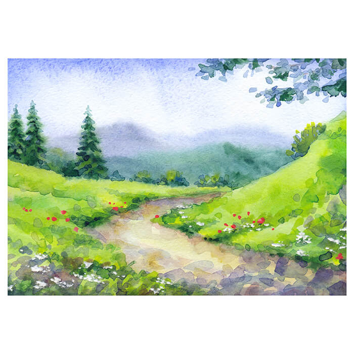 Fototapete Gemälde Landschaft mit Hügeln M5995 - Bild 2