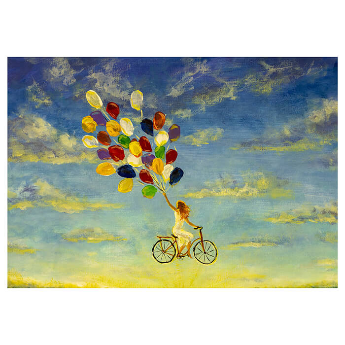 Fototapete Gemälde Frau mit Luftballons auf Fahrrad M5996 - Bild 2