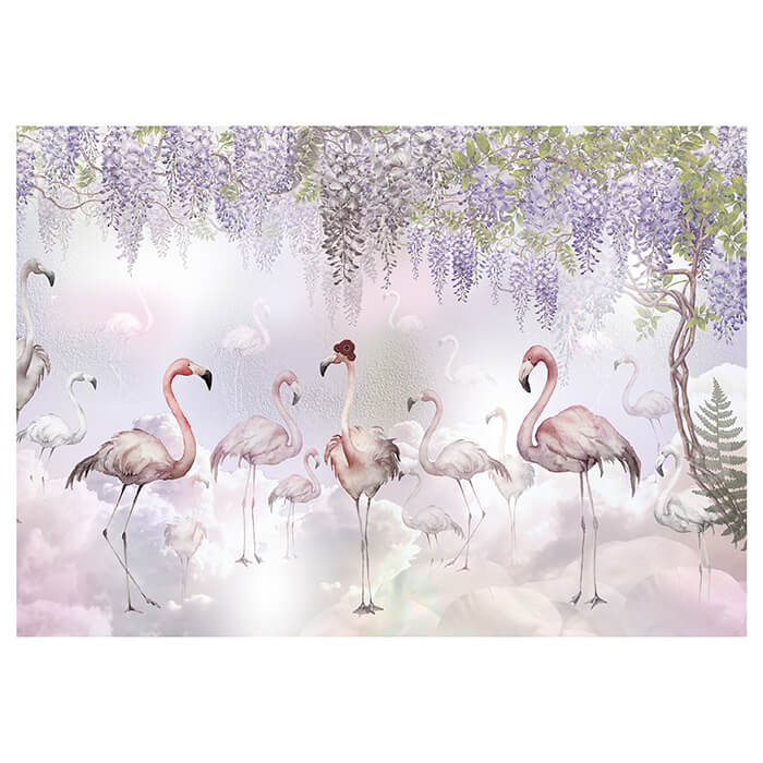 Fototapete rosa Flamingos Blüten pastell M6277 - Bild 2