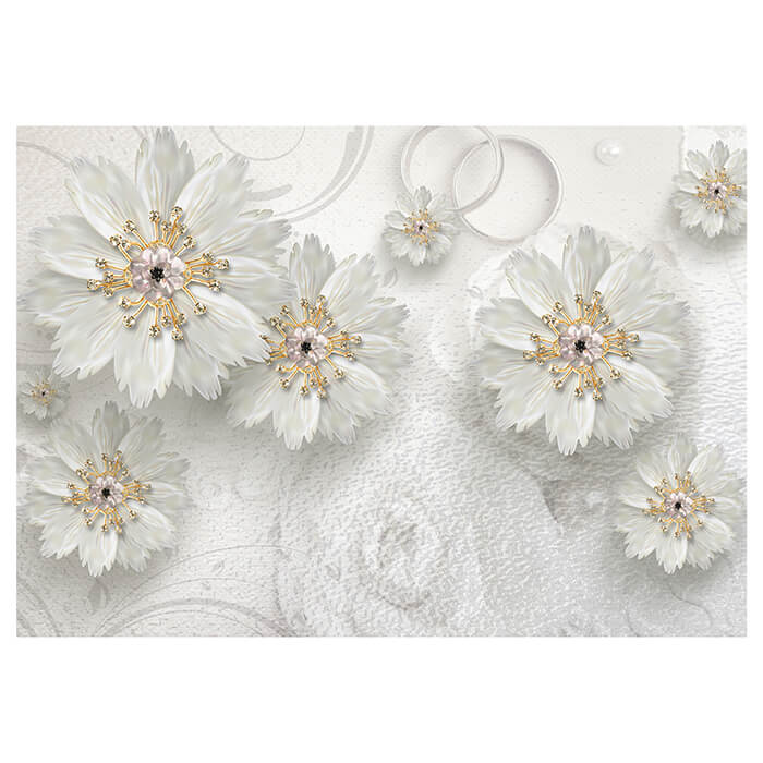 Fototapete weiße Blüten Ornamente 3D Effekt M6280 - Bild 2
