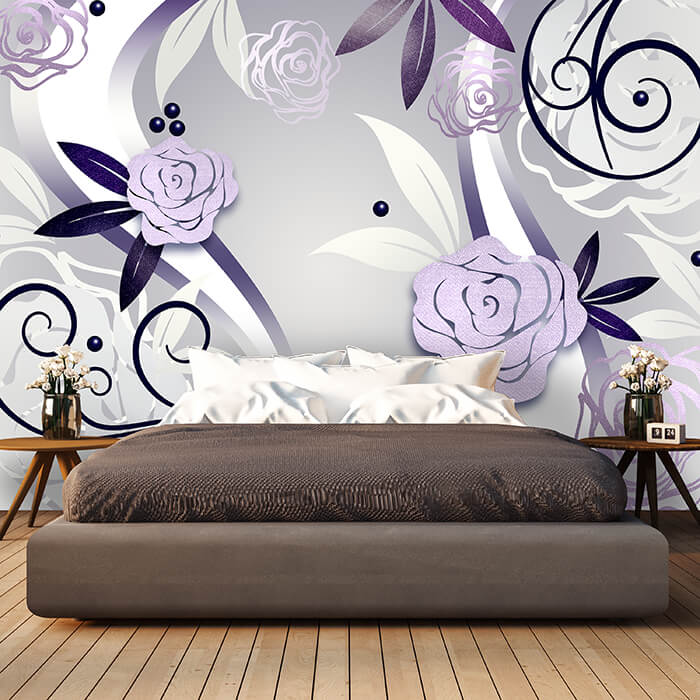 Fototapete violette Rosenblüten Ornamente M6309 - Bild 1